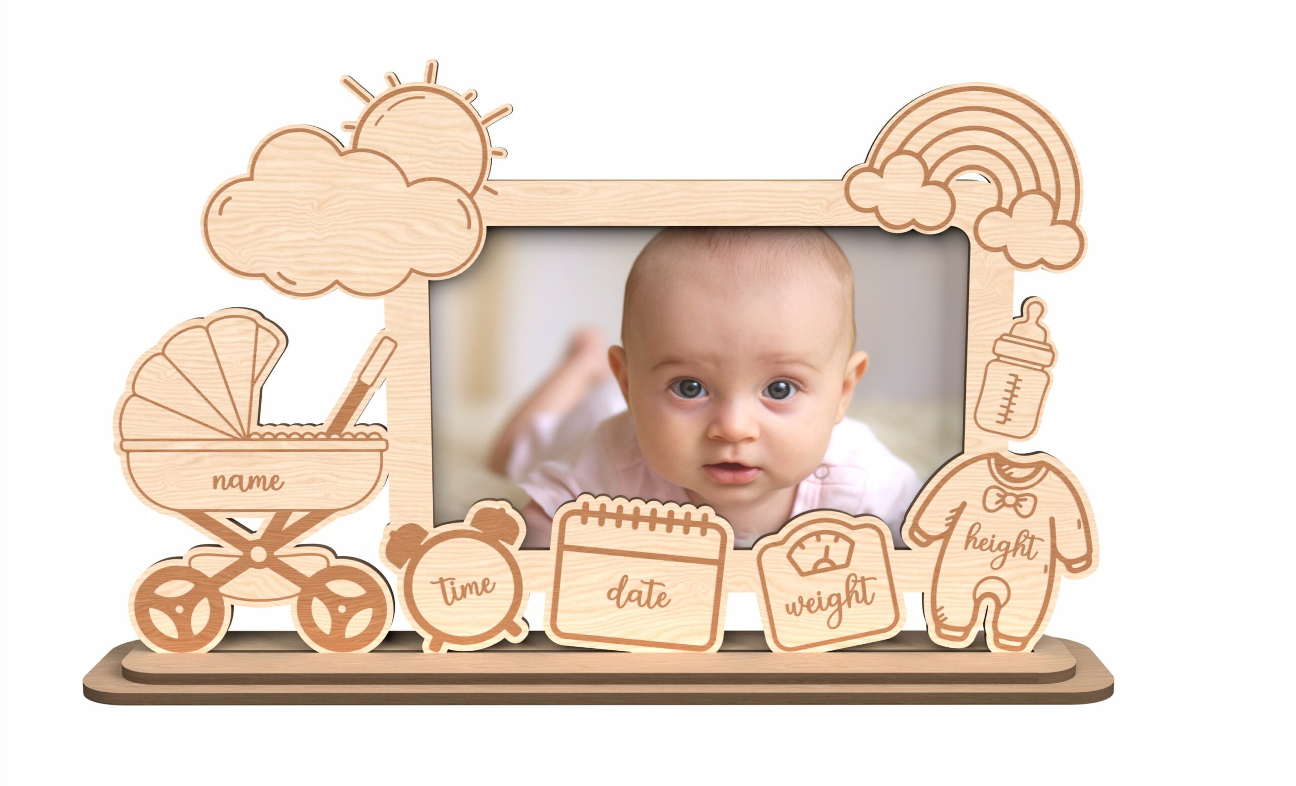 Cadre de naissance personnalisé en bois – Souvenir unique (7 modèles) – Image 4
