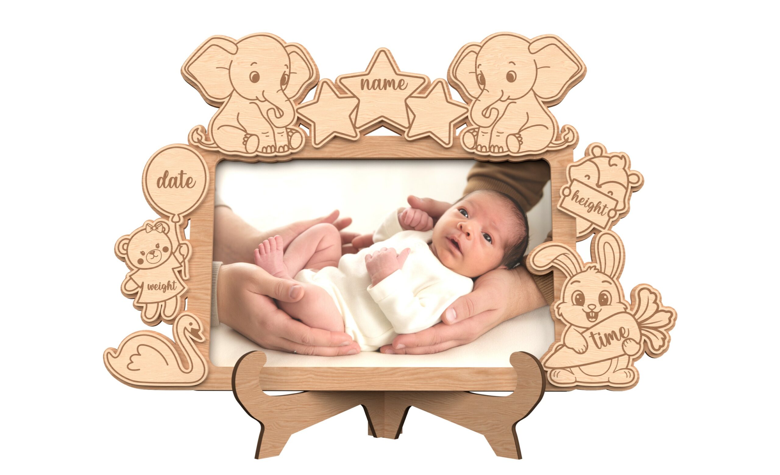 Cadre de naissance personnalisé en bois – Souvenir unique (7 modèles) – Image 7