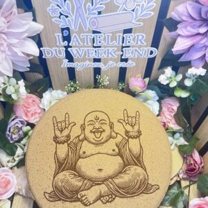 Dessous de plat en liège Bouddha gravé