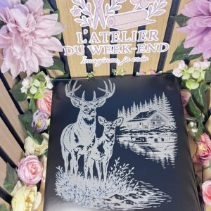 Carrelage Cerf 20x20 cm – Décoration Murale ou Dessous de Plat